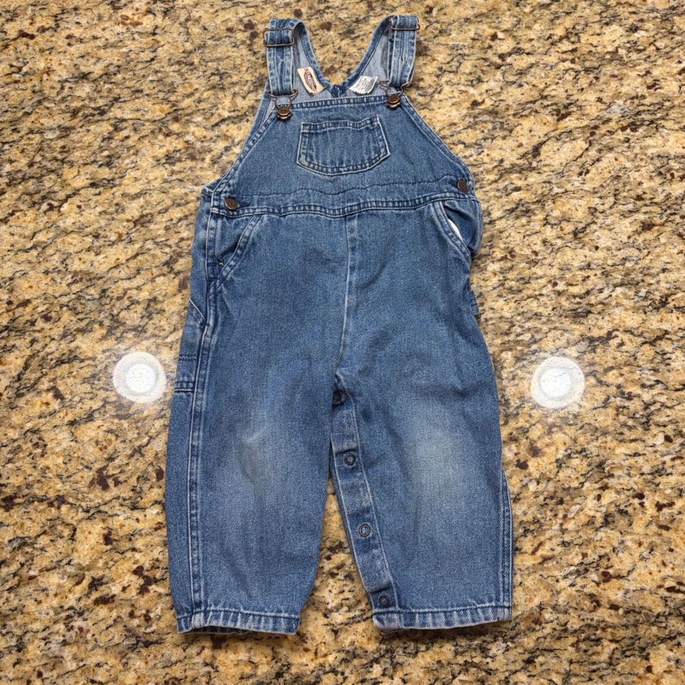 Vintage Baby Sonoma Kids Denim Bib Overalls Medium Wash Carpenter Style 24M 2T
